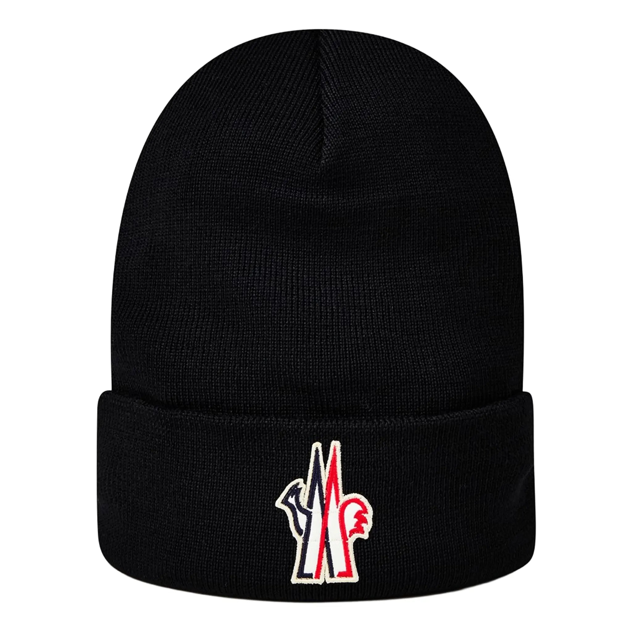 Front View of Moncler Pure Wool Black Beanie J20973B1000009974